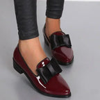 Damesloafers - elegante patenten leren schoenen met strikdetail