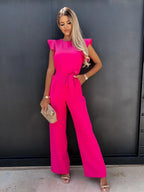 Dames jumpsuit met brede pijpen en ruches - trendy zomerkleding voor casual en formele gelegenheden