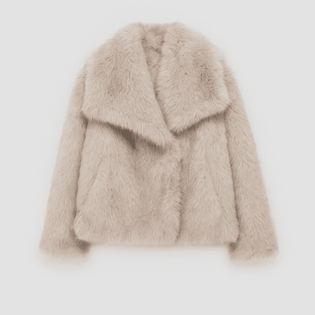 Bont jas voor dames - luxe grijze faux faux fur jas met brede kraag