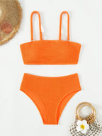 2-delig bikini set - levendig oranje-rood dames high-waisted zwemkleding