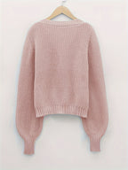 Gebreide cardigan - vrouwelijke chunky knit button-up sweater