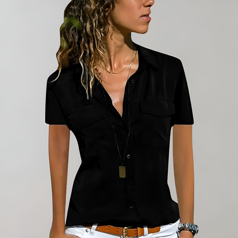 Lichtgewicht casual blouse met korte mouwen voor dames - veelzijdige everyday top voor warm weer