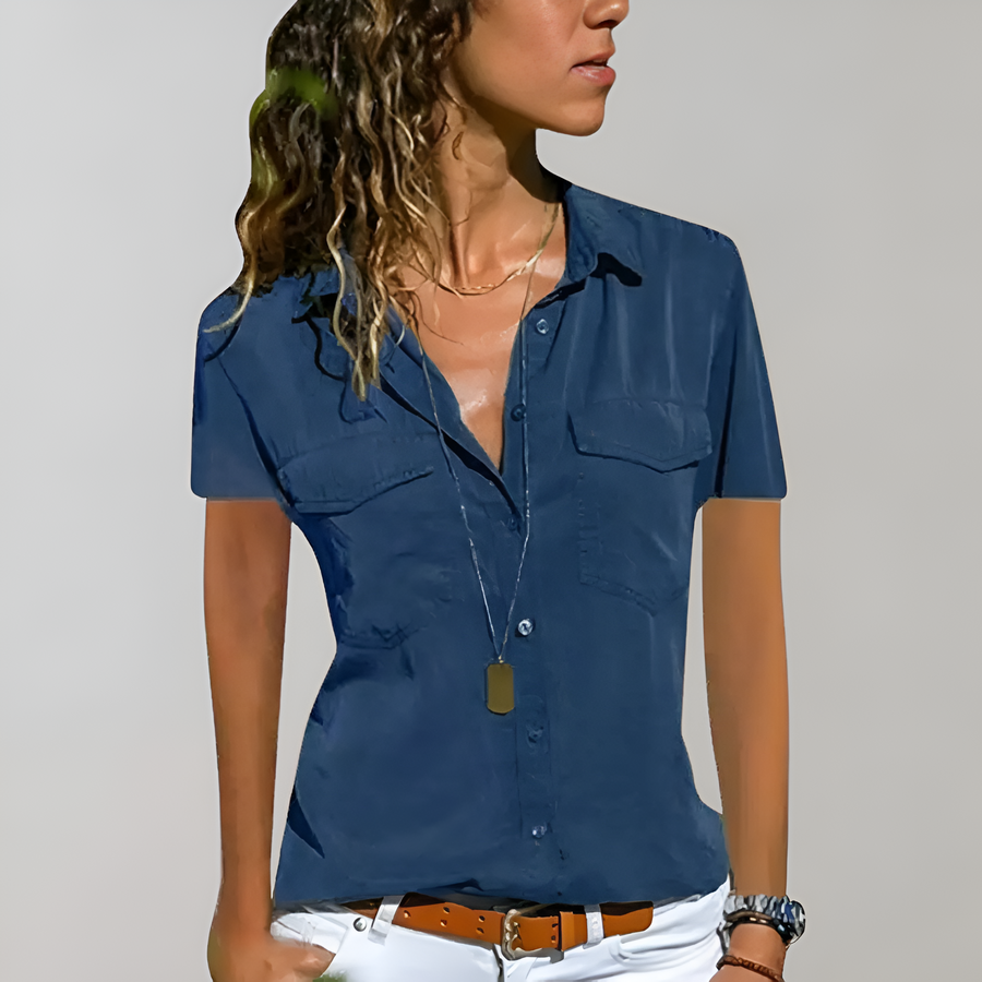 Lichtgewicht casual blouse met korte mouwen voor dames - veelzijdige everyday top voor warm weer