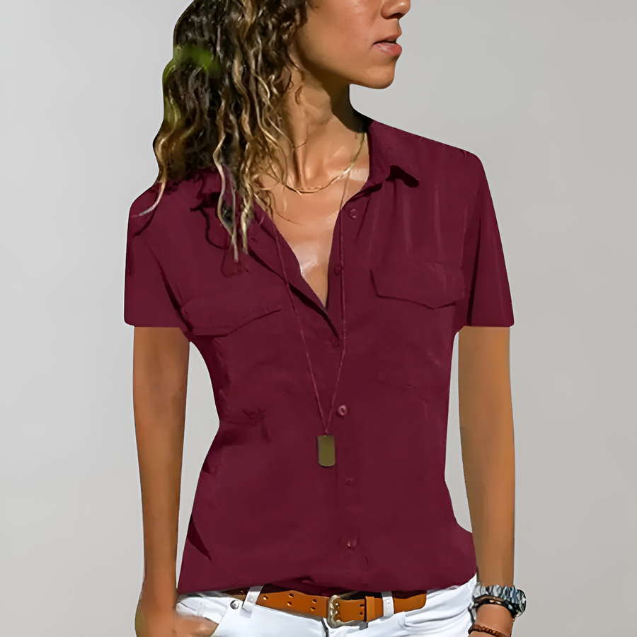 Lichtgewicht casual blouse met korte mouwen voor dames - veelzijdige everyday top voor warm weer
