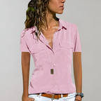 Lichtgewicht casual blouse met korte mouwen voor dames - veelzijdige everyday top voor warm weer