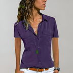 Lichtgewicht casual blouse met korte mouwen voor dames - veelzijdige everyday top voor warm weer
