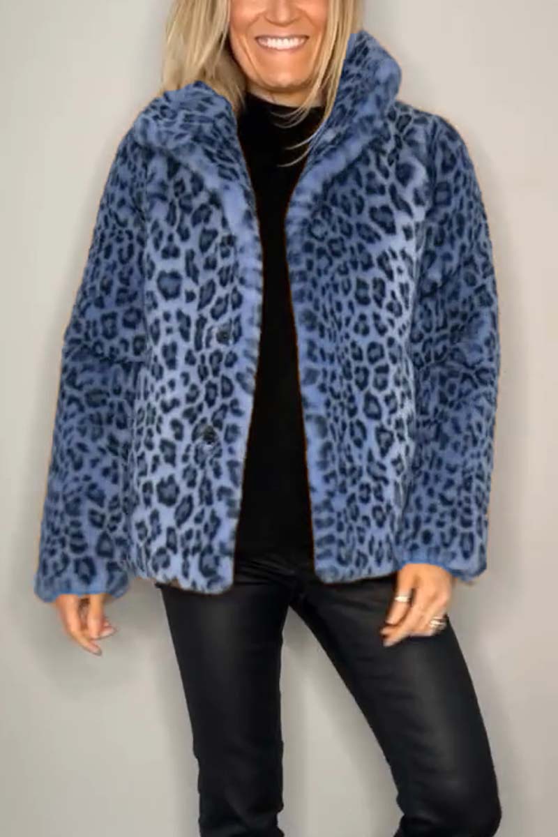 Leopardprint nepleer coat - stijlvolle dames winteroutdoor - Bakkermode.nl