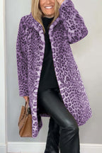 Leopardprint nepleer coat - stijlvolle dames winteroutdoor - Bakkermode.nl