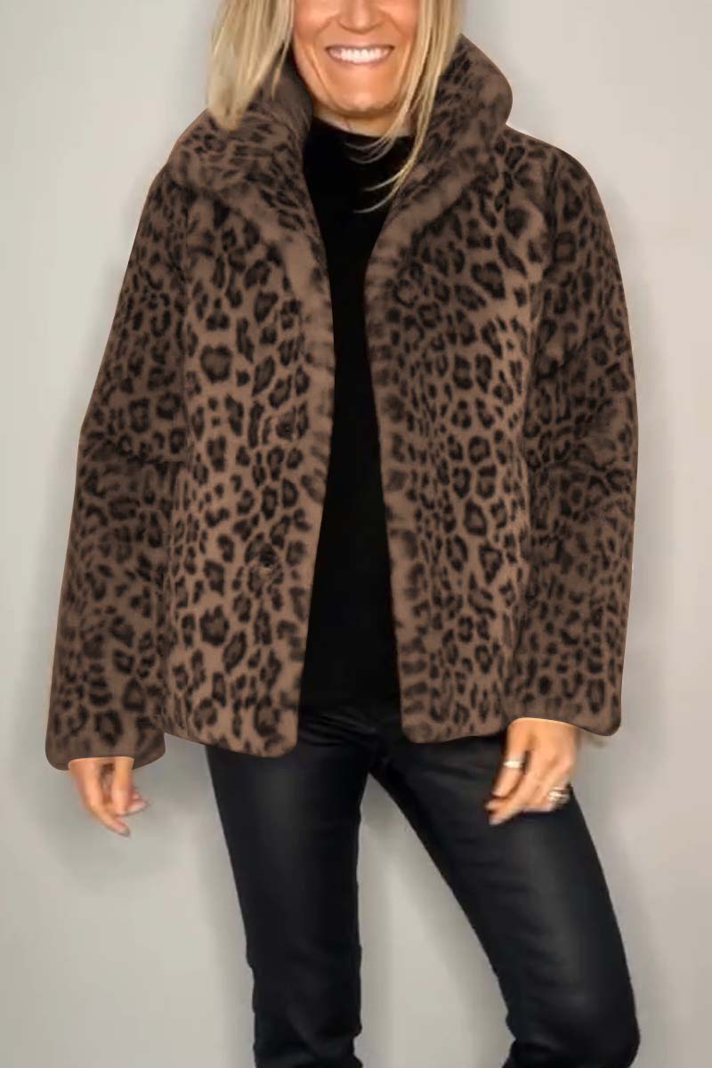Leopardprint nepleer coat - stijlvolle dames winteroutdoor - Bakkermode.nl