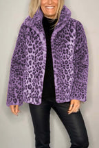 Leopardprint nepleer coat - stijlvolle dames winteroutdoor - Bakkermode.nl