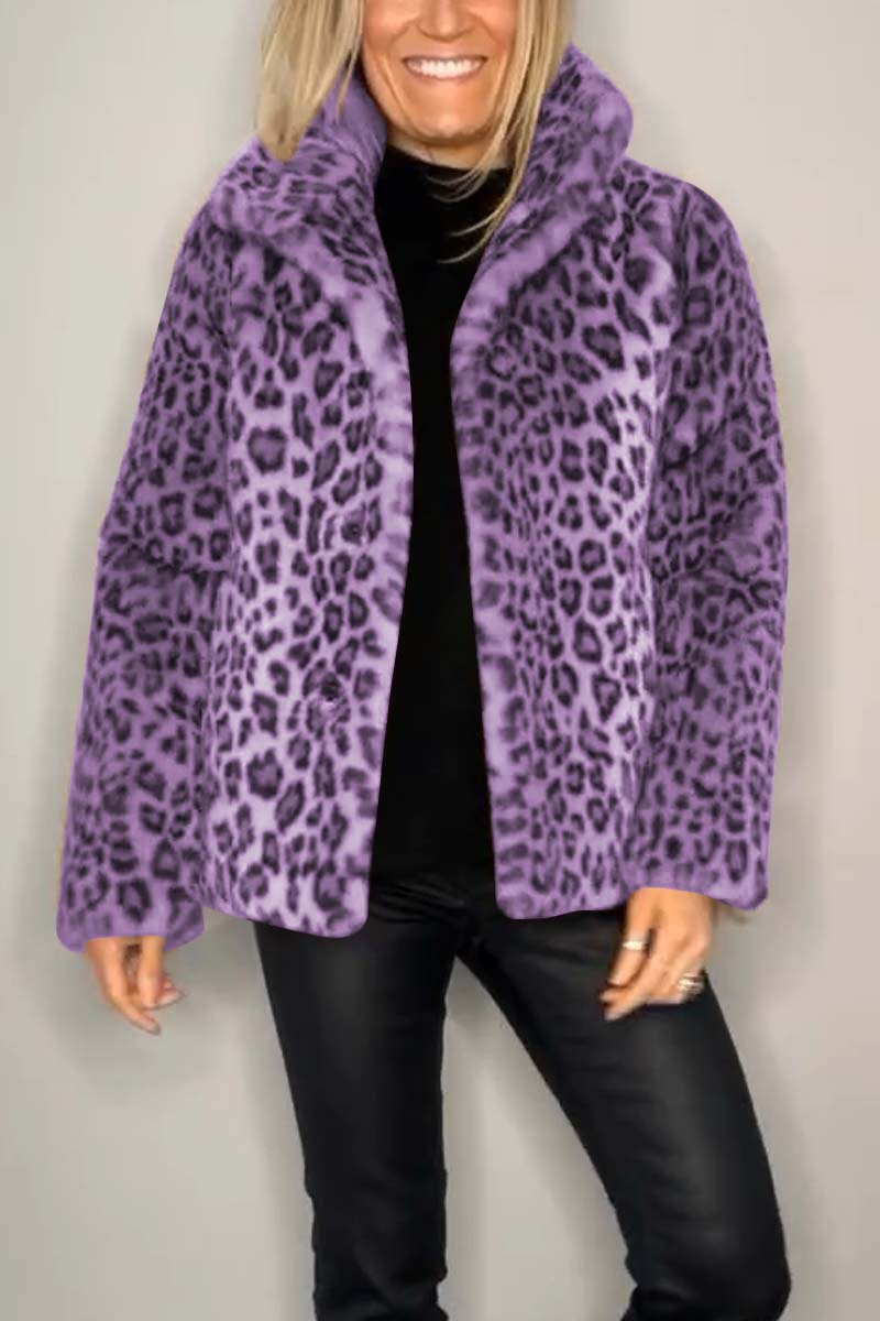 Leopardprint nepleer coat - stijlvolle dames winteroutdoor - Bakkermode.nl