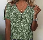 Dames casual top - stijlvol v-hals bloesje met bloemenprint voor dagelijkse outfits - korte mouwen