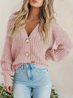 Gebreide cardigan - vrouwelijke chunky knit button-up sweater