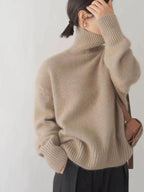 Warme dames coltrui in effen kleuren - oversized sweater van polyester - Bakkermode.nl