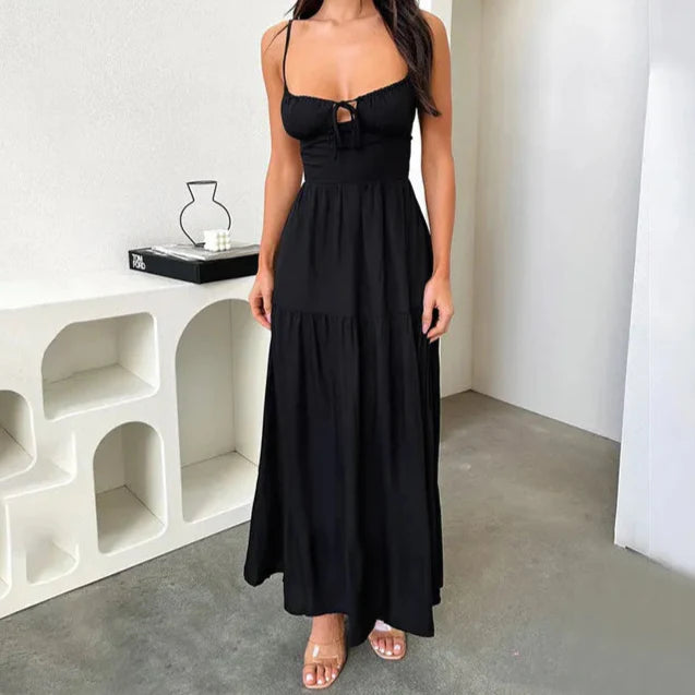 Dames casual midi-jurk met elegante cami en geschulpt zoom - voor zomerse uitjes en bijeenkomsten