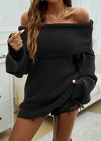 Oversized off-shoulder trui - comfortabele dames gebreide kleding - Bakkermode.nl