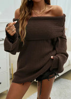 Oversized off-shoulder trui - comfortabele dames gebreide kleding - Bakkermode.nl
