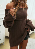 Oversized off-shoulder trui - comfortabele dames gebreide kleding - Bakkermode.nl