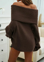 Oversized off-shoulder trui - comfortabele dames gebreide kleding - Bakkermode.nl