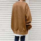 Dames oversized sweater - losse fit lange pullover met ronde hals en geribbelde boorden - Bakkermode.nl