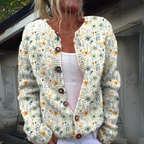 Gebloemde cardigan - gebreide damestrui met knoopdetails - Bakkermode.nl