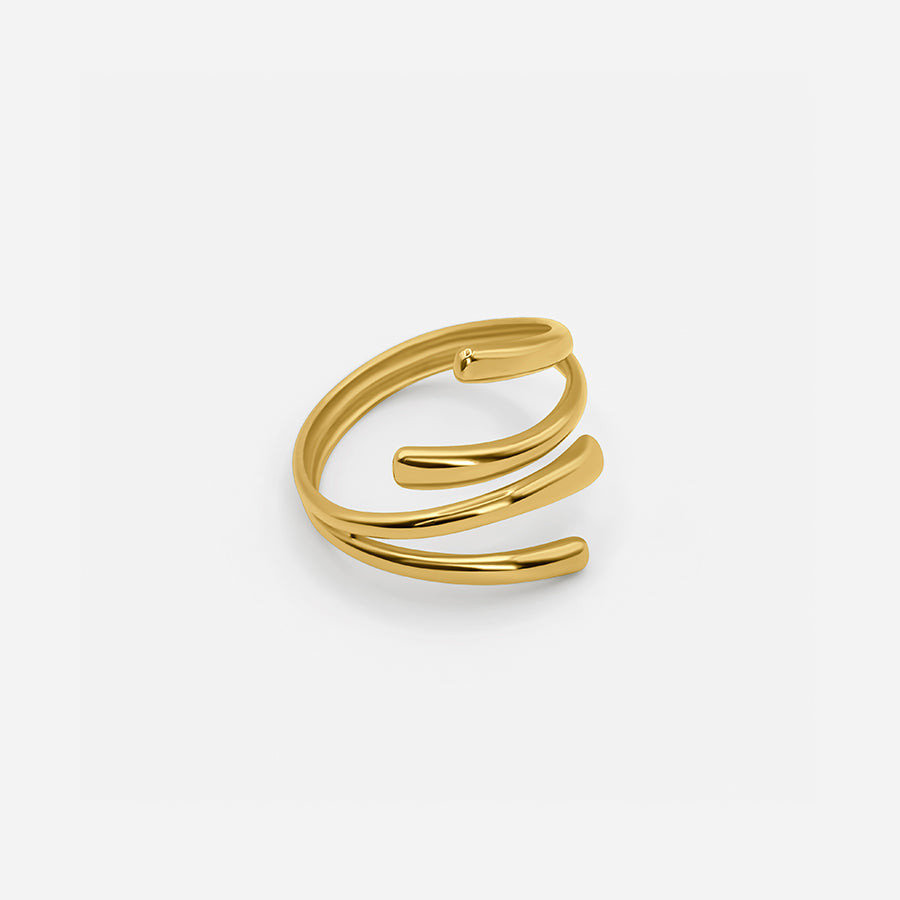 Vrouwen gouden ring met unieke drievoudige spiraalontwerp - moderne accentstuk voor dames