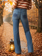 Dames trendy uitlopende denim - casual mode in blauw