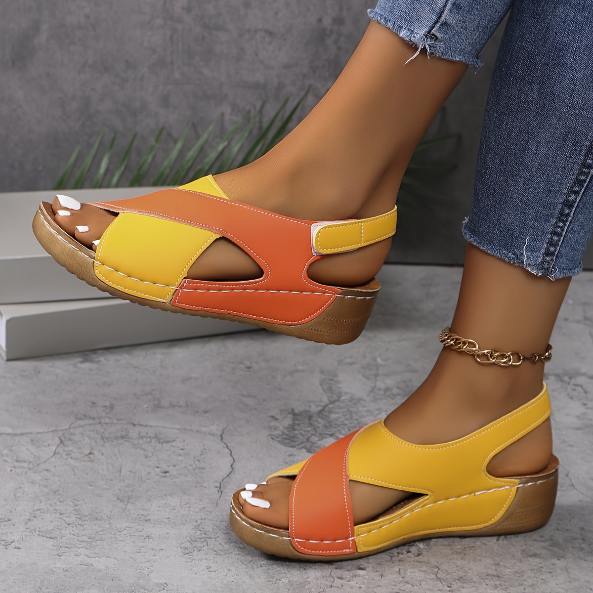 Dames wedge sandalen met orthopedische ondersteuning - casual instappers voor dagelijkse uitjes