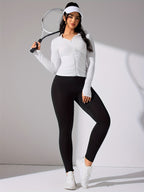 Dames lichtgewicht sportjack - stijlvolle lange mouwen zip-up fitness top voor casual en actieve looks