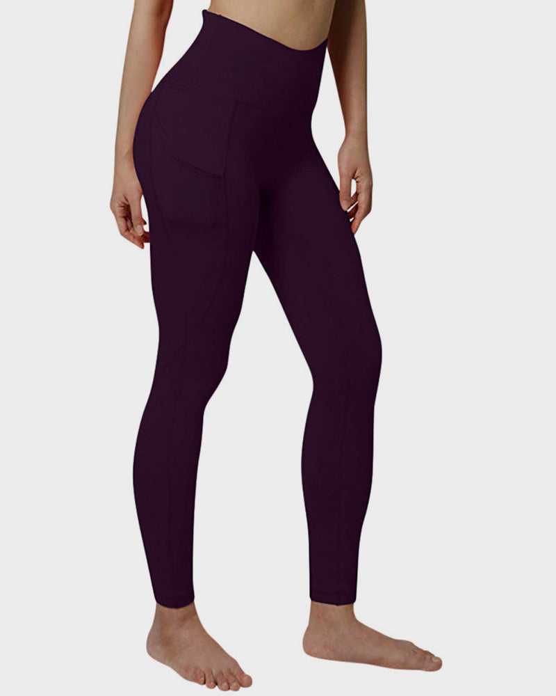 Hoge taille sportlegging met zakken - stijlvolle dames workout broek