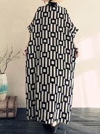 Maxi-jurk - moderne zwart-witte patroon jurk voor dames