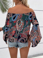 Off-shoulder top - elegante bloes met bloemenprint voor dames