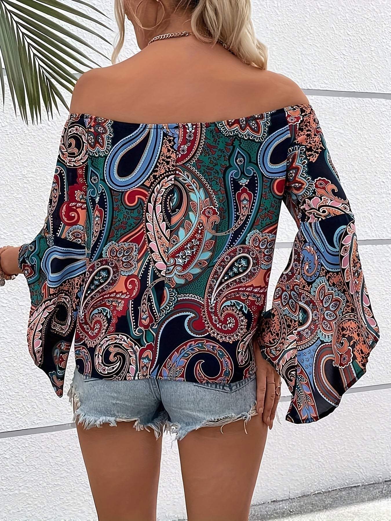 Off-shoulder top - elegante bloes met bloemenprint voor dames