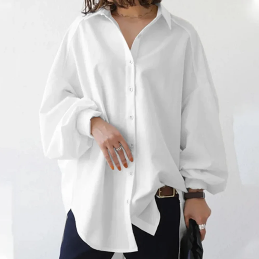 Dames oversized blouse met relaxte pasvorm voor kantoor en casual gelegenheden - zachte ademende stof
