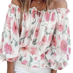 Damesbloes met bloemenprint - elegante off-shoulder top voor een zomerse casual look