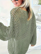 Dames bohemian visnet brei-top groen - casual stijl met een unieke twist