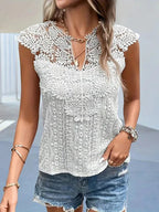 Lace gedetailleerde top - elegante blouse voor dames met intricaties