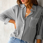 Dames gestreepte blouse met een relaxte pasvorm - veelzijdige casual shirt voor dagelijks gebruik