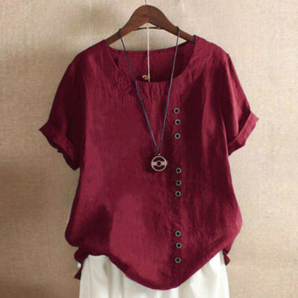 Dames casual blouse - luchtige zomer top met stijlvolle knoopdetails