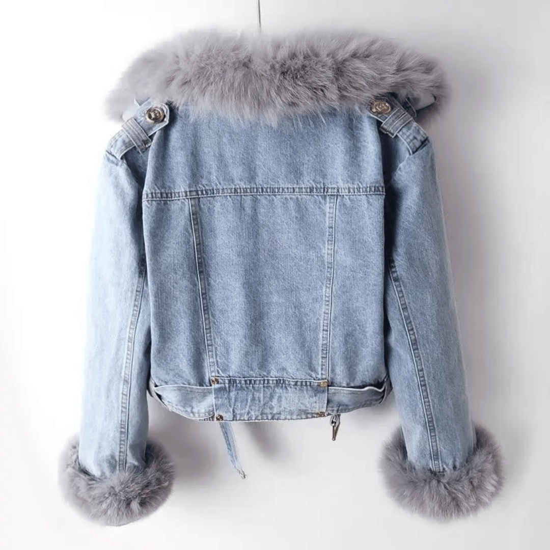 Denim jas met imitatiebont - stijlvolle dames spijkerjas met een urban look - Bakkermode.nl