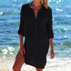 Dames luchtige linnenmix strand cover-up jurk - lichtgewicht zomeroutfit voor het strand