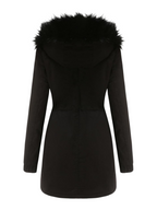 Zwarte bont winterjas voor dames - met capuchon en zakken - Bakkermode.nl