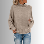 Gebreid trui - elegante hoge hals pullover voor dames