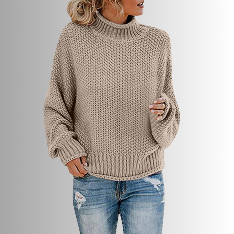 Gebreid trui - elegante hoge hals pullover voor dames