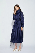 Lang bedrukte jas - stijlvolle gedessineerde dames outerwear