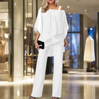 2-delige chiffon set - verfijnde dames top en jumpsuit - Bakkermode.nl