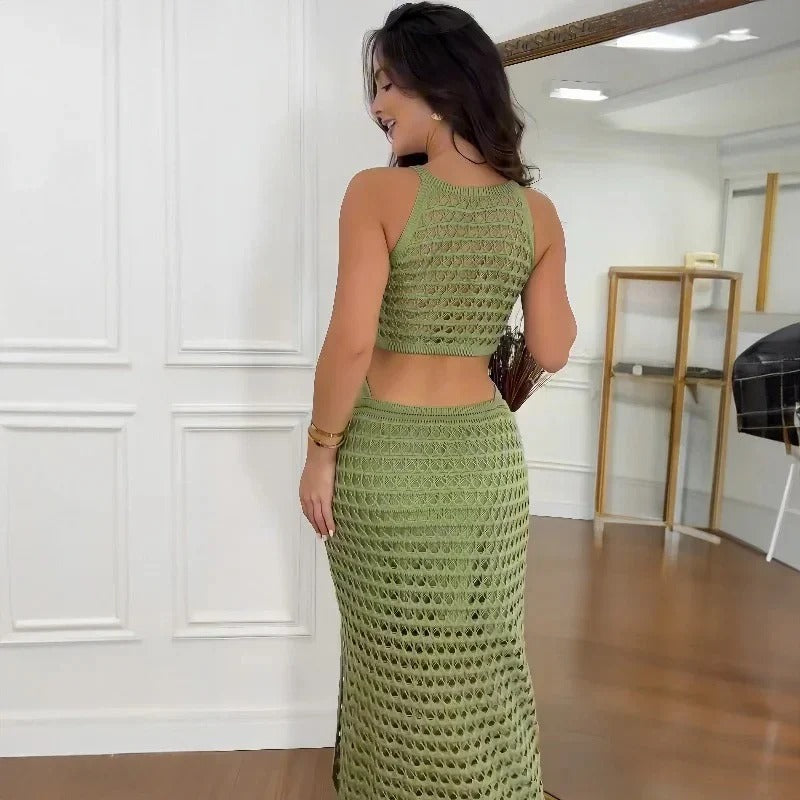 Gehaakte zomerjurk - elegante maxi jurk met uitsparingen