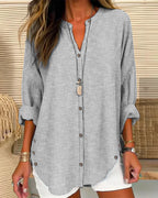 Dames casual longsleeve shirt met knoopdetail - voor moeiteloze stijl