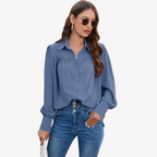 Dames chiffon blouse - tijdloze lange mouwen kantooroutfit - luchtige top voor vrouwen