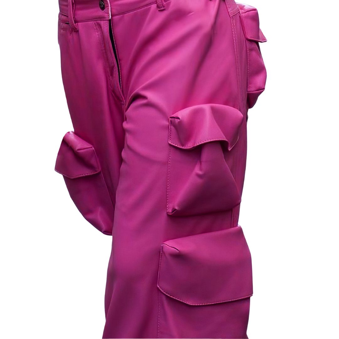 Dames roze cargo trousers - stijlvolle wijde pijpen met ruime zakken voor dagelijks gebruik
